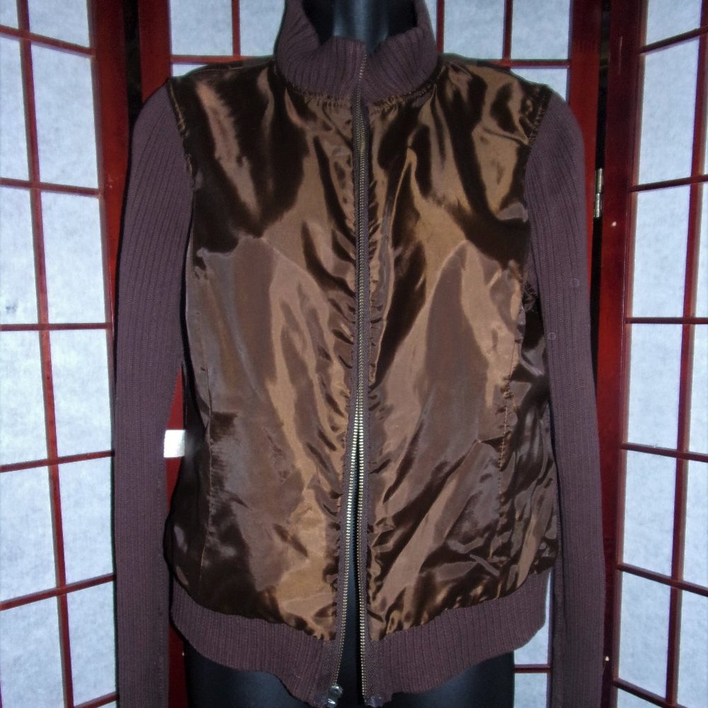 EP Pro Ladies Golf Jacket Brown Faux Suede Ribbed Knit Zippered Size S/P - Picture 5 of 11